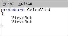 Okno pro editaci pkazu