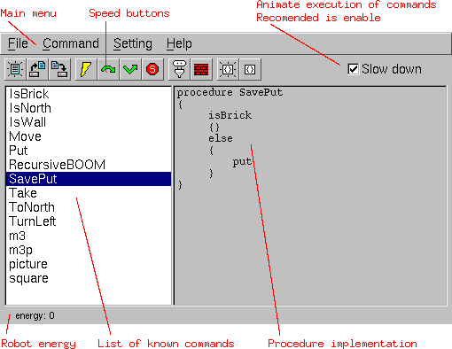 Catalogue window with description